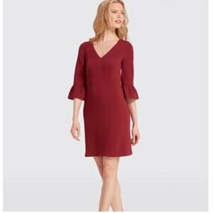 Draper James | V-Neck Bell Sleeve Shift Dress In Deep Berry Size 12